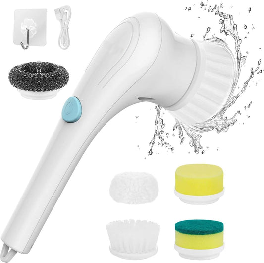 Electric Spin Scrubber, Cordless Cleaning Brush with 9 Replaceable Brush Heads, Tub and Floor Tile 360 Power Scrubber Dual Speed with Adjustable Detachable Handle for Bathroom Kitchen Car (6)
